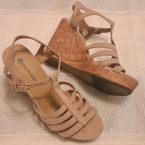 Big Buddha, Beige Platform wedge sandals, size 6